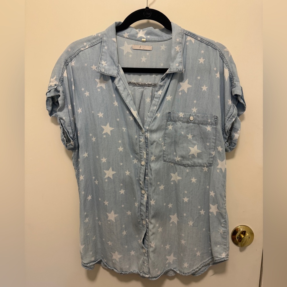 Zili button up, short sleeve top, L